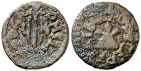 1641. Guerra dels Segadors. Puigcerdà. 1 diner. (AC. 212) (Cru.C.G. 4644). Felipe IV. Manchitas. Rara. 1,22 g. (MBC-).