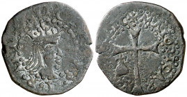 s/d. Carlos II. Mallorca. 1 dobler. (AC. 10) (Cru.C.G. 4918 var). Ex ANE 24/10/1984, nº 696. 1,38 g. BC+.