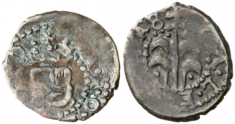 8 (sic). Carlos II. València. 1 diner. (AC. 29) (Petit falta). Ex Colección Crus...