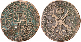 1677. Carlos II. Amberes. Jetón. (D. 4378). 5,82 g. MBC.