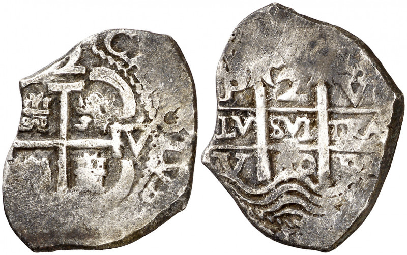 1680. Carlos II. Potosí. V. 2 reales. (AC. 406). Visible parte del nombre del re...