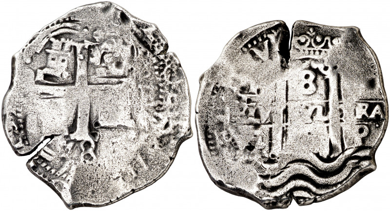 168(...). Carlos II. Potosí. V. 8 reales. (AC. tipo 111). Corrosiones limpiadas....