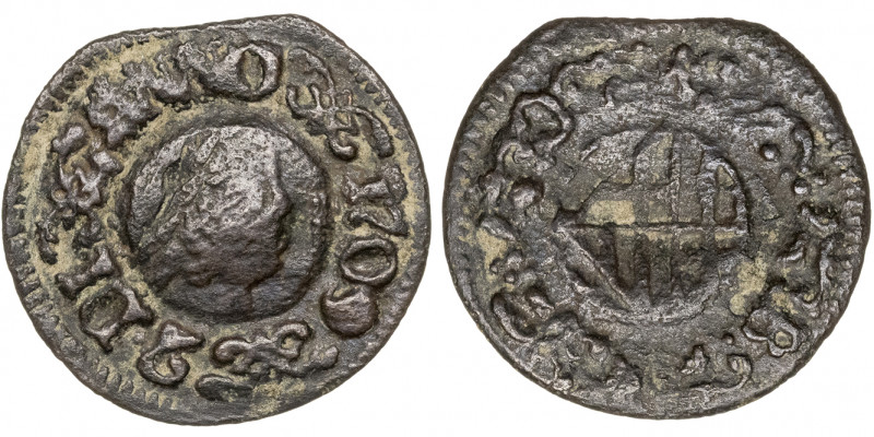 1709. Carlos III, Pretendiente. Barcelona. 1 ardit. (AC. 5). Acuñada sobre un ar...