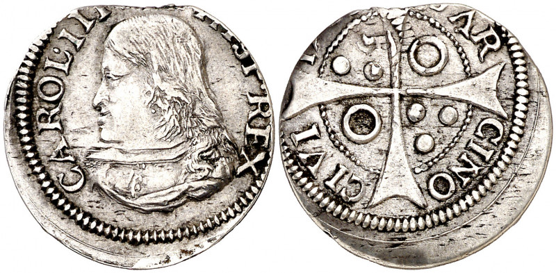 17(...). Carlos III, Pretendiente. Barcelona. 1 croat. (AC. tipo 6). 2,32 g. MBC...