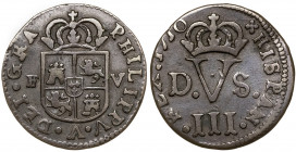 1710. Felipe V. Valencia. 1 treseta. (AC. 9). Defecto en borde. 3,07 g. MBC.
