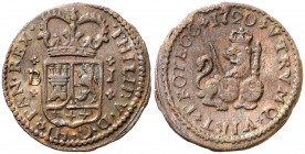 1720. Felipe V. Barcelona. 1 maravedí. (AC. 45). 2 g. MBC-.
