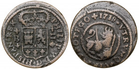 1718. Felipe V. Barcelona. 2 maravedís. (AC. 52). 4,77 g. MBC-.