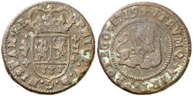 1719. Felipe V. Valencia. 2 maravedís. (AC. 78). 4,04 g. BC+.