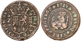 1719. Felipe V. Zaragoza. 4 maravedís. (AC. 101). 9,29 g. MBC-.