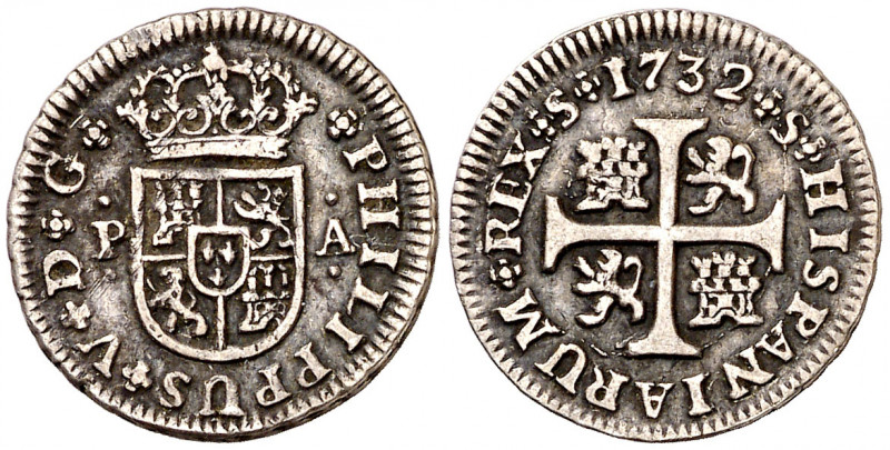 1732. Felipe V. Sevilla. PA. 1/2 real. (AC. 338). 1,40 g. MBC.
