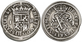 1707. Felipe V. Segovia. Y. 1 real. (AC. 621). El 0 de la fecha pequeño. Rara. 2,44 g. MBC-.