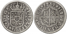 1734. Felipe V. Sevilla. PA. 1 real. (AC. 658). 2,65 g. MBC-.