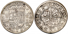1717. Felipe V. Segovia. J. 2 reales. (AC. 944). 5,15 g. MBC-.