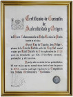 1741. Felipe V. México. MF. 8 reales. (AC. 1458). Columnario. Moneda rescatada del galeón "Hollandia" y enmarcada con el texto de un certificado de ga...