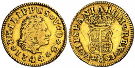 1744. Felipe V. Madrid. AJ. 1/2 escudo. (AC. 1637). 1,77 g. MBC-/MBC.