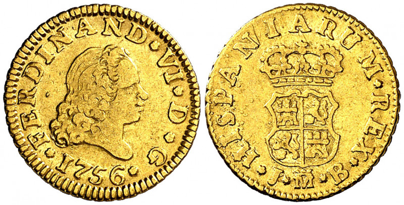1756. Fernando VI. Madrid. JB. 1/2 escudo. (AC. 559). 1,73 g. MBC-.