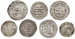 Califato Omeya de Damasco. Lote formado por 5 dirhems de Wasit, años 94, 97, 99, 116 y 119, junto con dos dirhems andalusíes de Abd al Rahman III, año...