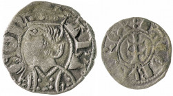 Jaume II (1291-1327). Zaragoza. Lote de 1 dinero y 1 óbolo jaqués. A examinar. BC+/MBC-.