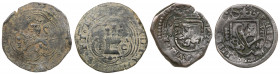 Reyes Católicos a Felipe IV. 4 monedas de cobre. A examinar. BC/BC+.