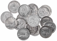 1870 a 1904. 1 peseta. Lote de 16 monedas. A examinar. BC/MBC-.