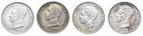 1900*00, 1904*04, 1904*10 y 1910*10. Alfonso XIII. 50 céntimos. Lote de 4 monedas. A examinar. MBC/EBC+.