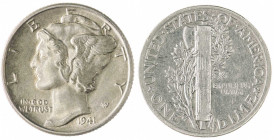 Estados Unidos. 1941 y 1944. Filadelfia. 1 dime. (Kr. 140). Lote de 2 monedas. A examinar. AG. MBC-/EBC+.