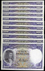 1931. 100 pesetas. (Ed. C11) (Ed. 360). 25 de abril, Fernández de Córdoba. 11 billetes. Fondo del personaje en violeta y negro. S/C-/S/C.