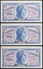 1937. 50 céntimos. (Ed. C42) (Ed. 391). Trío correlativo, serie B. S/C.