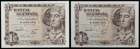 1948. 1 peseta. (Ed. D58a) (Ed. 457a). 19 de junio, la Dama de Elche. Pareja correlativa, sin serie. S/C.