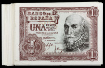 1953. 1 peseta. (Ed. D66a) (Ed. 465a). 22 de julio, Marqués de Santa Cruz. 22 billetes, series A, C (pareja correlativa), N (pareja correlativa), P, Q...