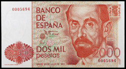 1980. 2000 pesetas. (Ed. E5) (Ed. 479). 22 de julio, Juan Ramón Jiménez. Sin serie, nº 0005694. Leve manchita. S/C.