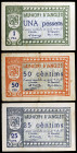 Anglès. 25, 50 céntimos y 1 peseta. (T. 217 a 219). 3 billetes, serie completa. MBC-/MBC+.