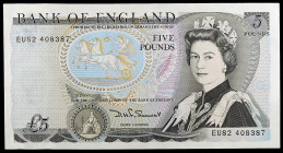 Inglaterra. (1980-87). Banco de Inglaterra. 5 libras. (Pick 378c). Isabel II - Arthur Wellesley, duque de Wellington. S/C-.