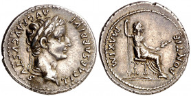 (después 16 d.C.). Tiberio. Denario. (Spink 1763) (S. 16a) (RIC. 30). Bella. 3,73 g. EBC.