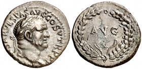 (74 d.C.). Vespasiano. Éfeso. Denario. (Spink 2267) (S. 39) (RIC. 335). Rara. 3,07 g. MBC+.