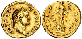 (74 d.C.). Tito. Áureo. (Spink 2422) (Co. 165) (RIC. 696, de Vespasiano) (Calicó 751). 7,07 g. MBC+.