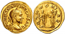(250-251 d.C.). Trajano Decio. Áureo. (Spink 9360) (Co. 85) (RIC. 21a) (Calicó 3295, mismo ejemplar). Atractiva. Rara. 4,62 g. MBC+.