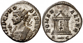 (277-280 d.C.). Probo. Antoniniano. (Spink 12027 var) (Co. 535) (RIC. 184). Restos del plateado original. Bella. 3,30 g. EBC.