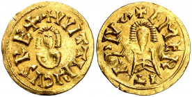 Witerico (603-610). Emerita (Mérida). Triente. (CNV. 175.13) (R.Pliego 194b). 1,43 g. MBC.