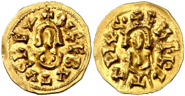 Sisebuto (612-621). Emerita (Mérida). Triente. (CNV. 258.10) (R.Pliego 285c). 1,45 g. MBC+.