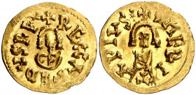 Recaredo II (621). Emerita (Mérida). Triente. (CNV. 282) (R.Pliego 335). Bella. 1,42 g. EBC-.