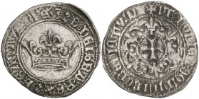 Juan y Blanca (1425-1441). Navarra. Gros. (Cru.V.S. 253.1 var) (Cru.C.G. 2949c var). Variante inedita. Ex Colección Crusafont 27/10/2011, nº 542. Rarí...
