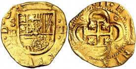 1611. Felipe III. Sevilla. B. 2 escudos. (AC. 1060). Bella. Todos los datos visibles. Precioso color. Rara y más así. 6,71 g. EBC-.