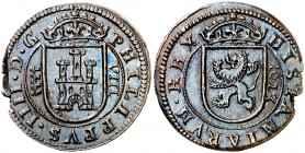 1623. Felipe IV. Segovia. 8 maravedís. (AC. 388). Leve defecto de acuñación en canto. Escasa así. 6,18 g. EBC.