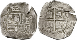 1639. Felipe IV. MD (Madrid). BI. 8 reales. (AC. 1261). Muy rara, sólo hemos tenido tres ejemplares con los datos visibles. 26,79 g. MBC-.