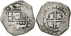 162 (sic). Felipe IV. (Madrid). (). 8 reales. (AC. 1271). Valor: 8. El 4 de la fecha girado. Rayitas. Muy rara, no hemos tenido ningún ejemplar. 27,68...