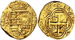 1659. Felipe IV. Santa Fe de Nuevo Reino. R. 2 escudos. (AC. 1815) (Restrepo M50-25). Atractiva. Todos los datos visibles. Brillo original. Muy rara. ...