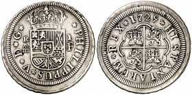 1729. Felipe V. Segovia. F. 1 real. (AC. 630). Flan grande. Escasa. 2,83 g. MBC.