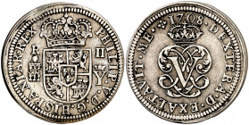 1708. Felipe V. Segovia. Y. 2 reales. (AC. 940). Escasa. 5,58 g. MBC.