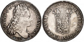 1709. Felipe V. Madrid. J. 8 reales. (AC. 1335). Sin indicación de valor. Reverso coincidente. Rayitas de acuñación. Buen ejemplar. Bonita pátina. Ex ...
